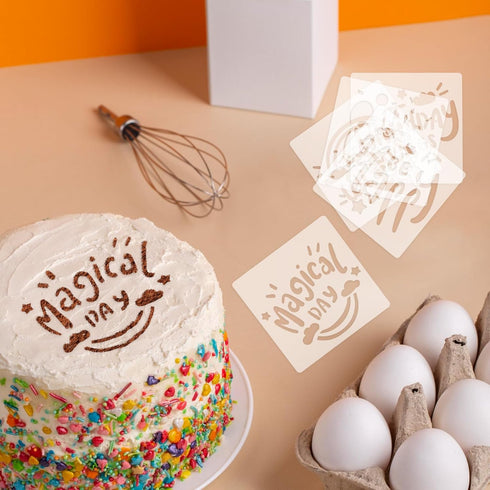 16 Pieces Happy Birthday Stencil for Cakes, 5.9x5.9 inch Happy Bithday Drawing Templates, Reusable Bithday Cake Stencils, Birthday Stencils for Pa...