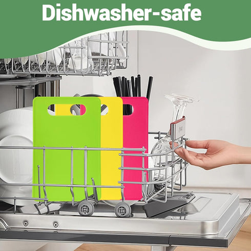 Kitchen Cutting Board Set of 3, Plastic Cutting Boards with Easy Grip Handle for Kitchen Cooking, Non Slip Cutting Mat Pad for Meat, Fruit, Vegeta...