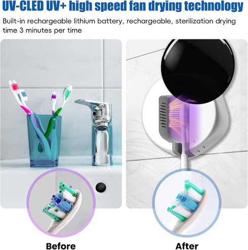 UV Toothbrush Case Sanitizer?Portable Sterilizer with Fan Drying Function,Fits All Toothbrushes for Electric and Manual,Safety Feature for Home an...