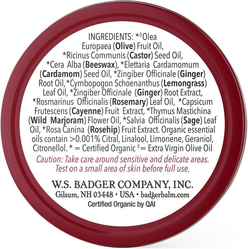 Badger - Sore Muscle Rub, Cayenne Pepper and Ginger, Organic Sore Muscle Rub, Warming Balm, Muscle Relief Balm, Warming Muscle Rub, Sore Muscle Ba...