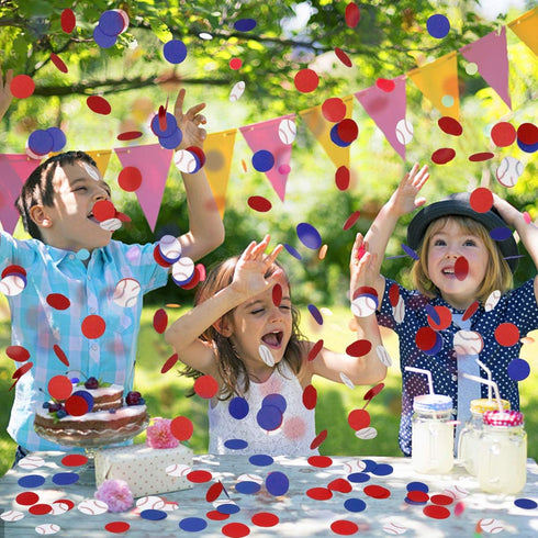 Red&Blue&White 100Pcs Baseball Confetti Baseball Party Table Confetti, Baseball Table Decorations for Baseball Theme Baby Shower Birthday Party Su...