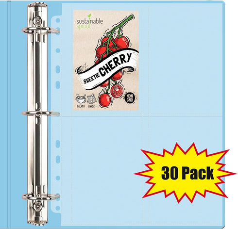 MUQING 30 Pack 120 Pockets Seed Packet Binder Sleeves, Garden Seed Storage Organizer Pages for 3 Ring Binder, Slot Size 3.5"x 5.5", Sleeves for Se...