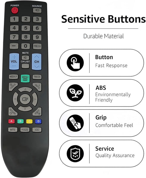 Replacement Remote Controller use for LN32D405E3D LN32D403E2DXZASP03 LN32D403E4D LN32D403E4DX LN32D405E3DXZA Samsung TVs...