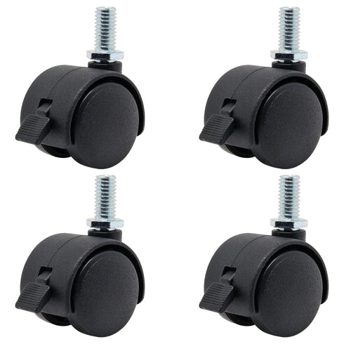 4 PCS 1 Inch Threaded Stem Caster Wheels, Nylon Locking Swivel Casters Furniture Wheel with Locking Brake, Replacement Casters 1" Castor Wheels fo...
