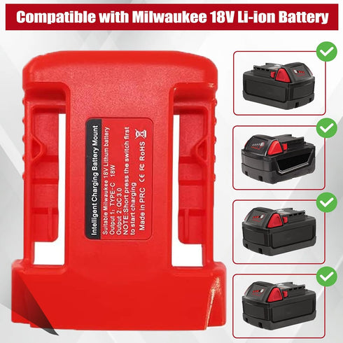 USB Power Tool Battery Chargers for Milwaukee M18 18V Battery ?USB Charger Adapter with USB-A&USB-C 2.1A Fast Charge Ports...