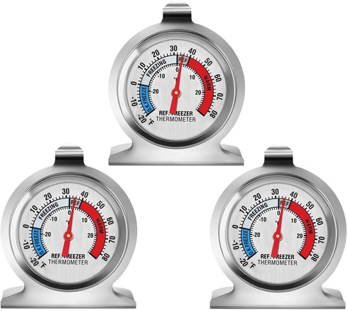 Refrigerator Thermometer, Large Dial Freezer Thermometer,Classic Series Temperature Thermometer for Refrigerator Freezer Fridge Cooler (3Pack)...