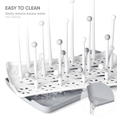 Baby Bottle Drying Rack with Tray, Termichy High Capacity Bottle Dryer Holder for Bottles, Teats, Cups, Pump Parts and Accessories, Gray...