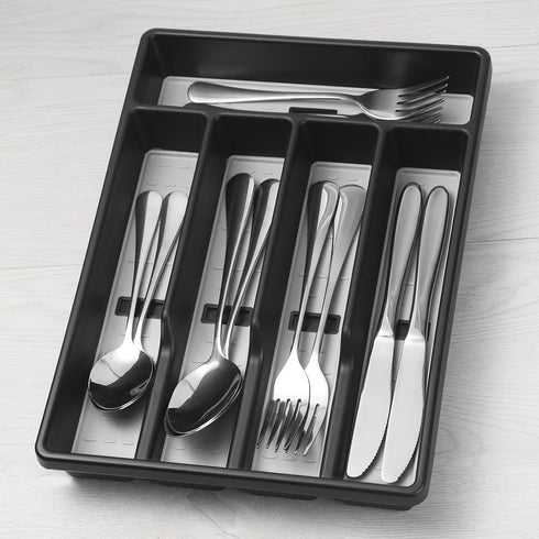 Silverware Organizer with Cutlery Icons?Silverware Tray for Kitchen Drawer?Plastic Flatware Tableware Silverware Drawer Organizer Utensil Organize...