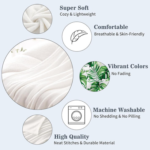 Neatee Living Tropical Leaf Throw Blanket Small Green Plant Blanket Baby Toddler Swaddle Crib Stroller Soft Fleece Blankets Spring Summer Decorati...