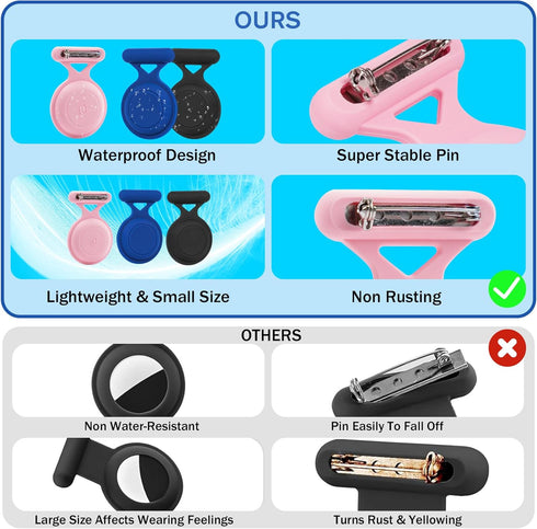 Airtag Holder for Kids Hidden,4 Pack AirTag Waterproof Holder with 3M Adhesive Sticker,Soft Silicone Air Tag. Holder Kids with Pin is,Suitable for...