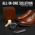 Deluxe Portable 7pc Shoe Shine Kit - Genuine Horsehair Brush, Black & White Shoe Polish - Suede & Leather Cleaning Kit for Sneakers, Boots...