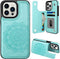 MMHUO for iPhone 15 Pro Case with Card Holder, Flower Magnetic Back Flip Case for iPhone 15 Pro Wallet Case for Women, Protective Case Phone Case ...