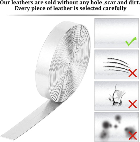 GORGECRAFT 5.5Yds Metallic Leather Straps 0.6" Wide Shiny Flat Silver Leather Cord Glossy Pu Leather Lace Stripper Beading String Ribbon Crafts Do...