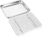 9 Inch Baking Tray Pan & Cooling Rack Set, Joyfair Stainless Steel Rectangular Toaster Oven Pan with Grid Rack for Cookies/Meats/Bacon, Non-toxic ...