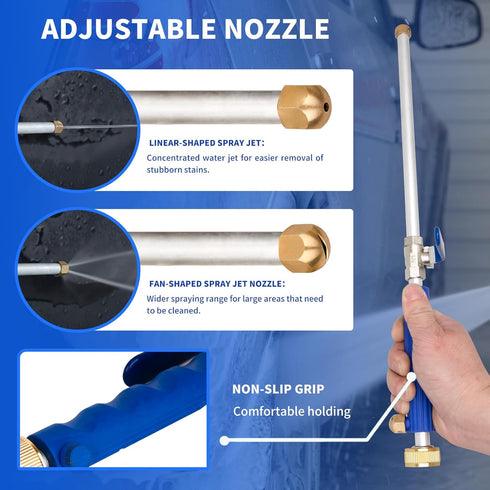 Hydro Jet Washer, 2-in-1 Hydro Jet Nozzle for Garden Hose?High Pressure Power Washer Wand with 2 Different Nozzles and Hose Quick Connectors for G...
