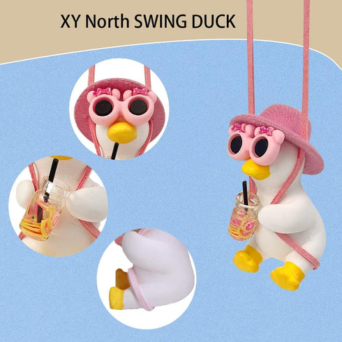 Cool Swinging Duck Car Hanging Ornament, Pendant Interior Rearview Mirror Decoration and Car Rear View Mirrior Hanging Accessories (Bottle Duck)...