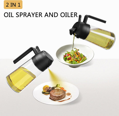 16oz/470ml oil sprayer for cooking oil dispenser for kitchen olive oil dispenser bottle 2 in 1 oil dispenser and oil sprayer Oil Sprayer for Cooki...