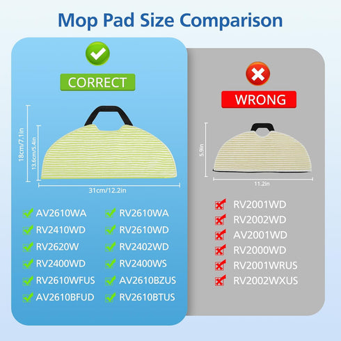 AV2610WA RV2610WA Vacuum Mop Replacement Pads Compatible with Shark RV2610WA AV2610WA RV2620WD RV2410WD AI Ultra 2- in-1 Robot Vacuum, Washable Re...