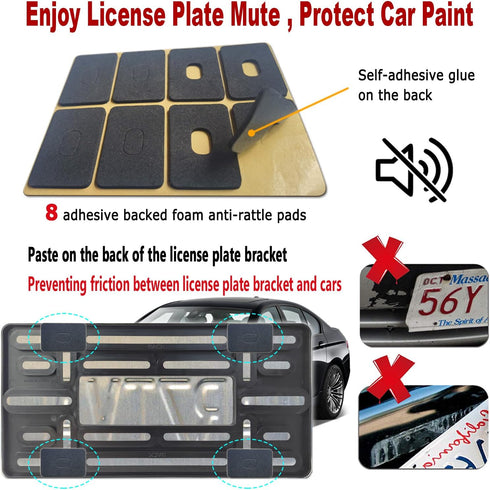 Aootf Front License Plate Mounting Kit-Universal Front Plate Holder Adapter Bumper Bracket & Carbon Fiber Style License Plate Frame, Anti-Theft Sc...