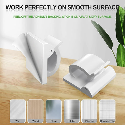 50 Pcs Cable Management Under Desk, Xuuza Adhesive Cable Clips Cord Keeper Organizers for Phone Chargers, Computer Mouse Cables, Lightning Chargin...