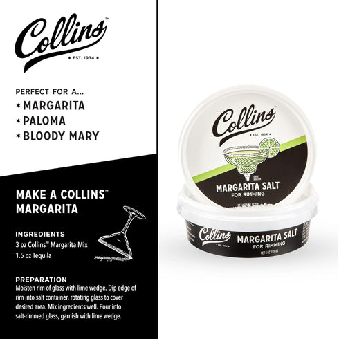 White Margarita Salt Rimmer for Cocktails, Glass Rimming Salt for Margarita, Bloody Mary, Manhattan Drinks, 6oz...