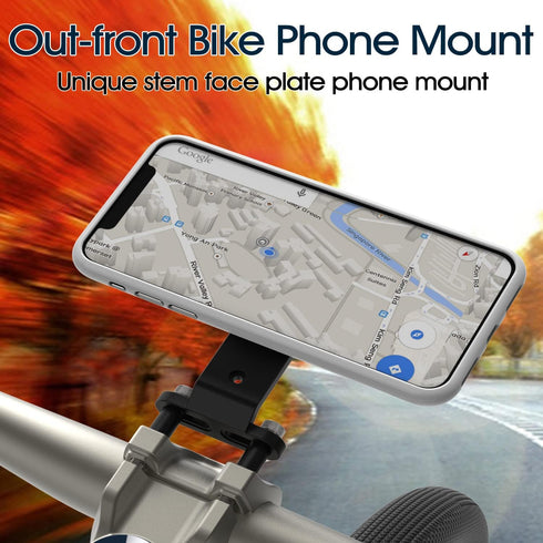 Quick-Release Mountain Bike Phone Mount, Out-Front Bicycle Phone Mount for Bike Mtb Road Bike Stem, Aluminum Bike Phone Holder with Adhesive Adapt...