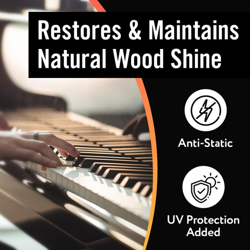 Piano Shine Polish & Cleaner - Clean, Polish, Wax & Protect Glossy Pianos & Surfaces - Made in USA - 8 oz Cleaning Solution with Added UV Protecta...