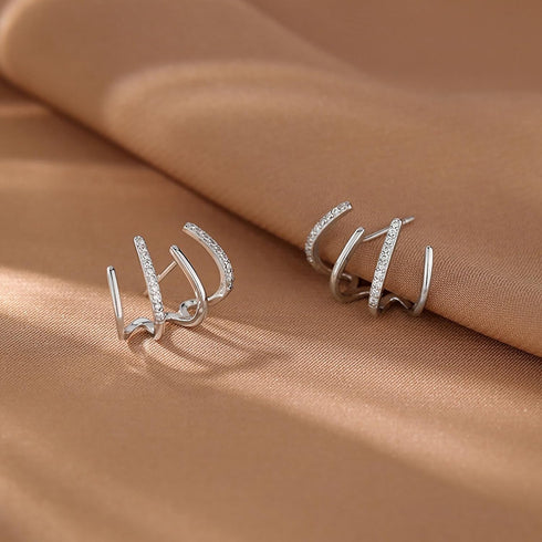 Sterling Silver Earrings For Women Claw Earrings Cubic Zirconia Half Hoop Stud Earrings Claw Earrings Cuff To My Daughter Warp Cuff Earrings Daint...