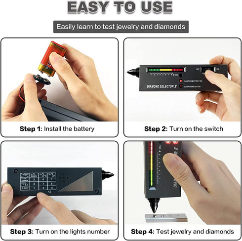 Diamond Tester Pen,High Accuracy Jewelry Diamond Tester?40X Full Metal Jewelers Eye Loupe,LED/UV Illuminated Pocket Folding Magnifying Glass,Profe...