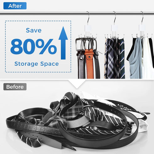 Belt Hanger, Belt Organizer for Closet 360° Rotatable Max 24 Belt Storage Space Saving Closet Organizers and Storage for Belt, Bra, Tank Top, Tie,...