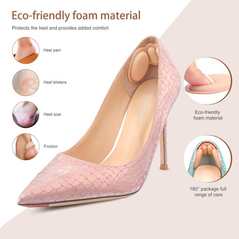 Heel Pads for Shoes That are Too Big, 4 Pairs Foamed Cotton Heel Cushions for Pain Relief & Tighter Fit, Filler Improved Shoe Fit and Comfort (Ros...