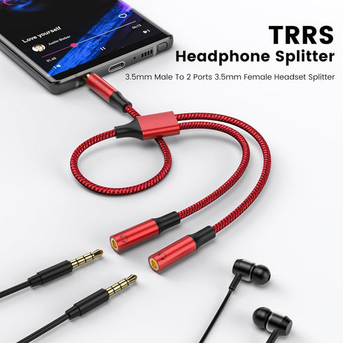 MOSWAG Headphone Mic Splitters Adapter Audio Headphone Connector Mutual Convertors for Gaming Headset, PS4, Xbox One, Notebook, Mobile Phone and T...