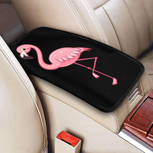 Fashion Universal Car Armrest Seat Box Cover Protector The Cute Beautiful Pink Flamingo Auto Center Console Pad Fit Car Decor Accessories...