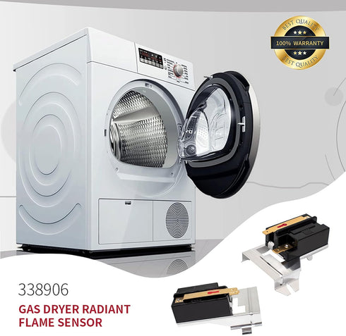 Upgraded 338906 Gas Dryer Flame Sensor Fits for Whirlpool Ken-more Roper Dryer Replaces WP338906 AP6008294 PS11741429 DC32-00008A Y303377 3-3377 14205529 by Sikawai