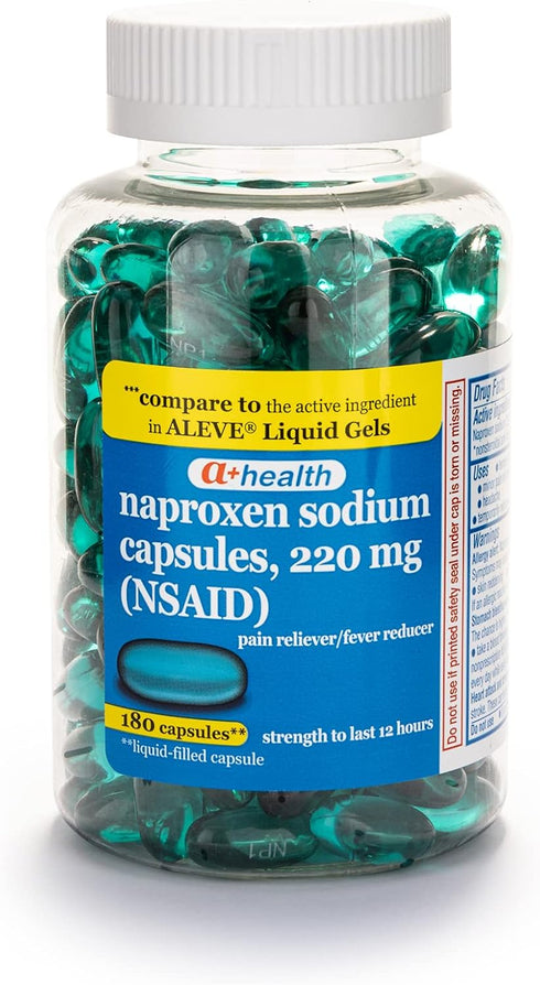 Naproxen Sodium 220 Mg Liquid Gels, Pain Reliever/Fever Reducer (NSAID), Made in USA, 180 Count...