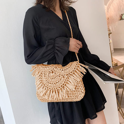Women Straw Crossbody Purse Straw Clutch Bag Summer Beach Shoulder Handbag Woven Handmade Purse...