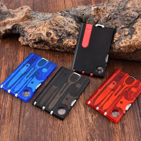 Black Outdoor Survival Bottle Opener Card Multi Tool Outdoor Barbecue Knife Camping Tool Hiking Magnifier Tool Gear Multitools and Accessories...