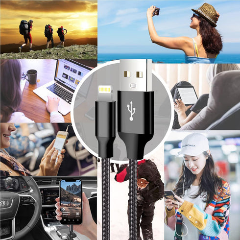 cugunu iPhone Charger, 5 Pack 3/3/6/6/10FT Apple MFi Certified USB Lightning Cable Nylon Braided Fast Charging Cord Compatible for iPhone 14/13/12...