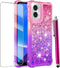 for Moto G Play 2024 Case with Screen Protector, Cute Women Girls Glitter Bling Liquid Floating Phone Case Slim TPU Soft Silicone Shockproof Girly...
