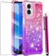 for Moto G Play 2024 Case with Screen Protector, Cute Women Girls Glitter Bling Liquid Floating Phone Case Slim TPU Soft Silicone Shockproof Girly...