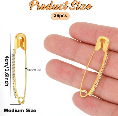 VAMA Rhinestone Safety Saree Pin Brooches Sweater Shawl Clips Scarf wedding Pleats Pins For Women - 3 Sets Skirts Dress Clothes Lapel Hat Accessor...