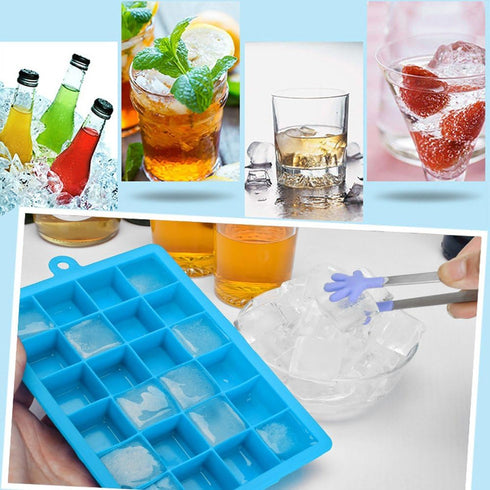 Ice Cube Tray, Silicone Square Ice Trays Easy Release Stackable Ice Cube Mold with Removable Lid, 24 Cavity (2 Pack, Sky Blue)...