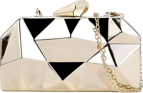 Evening Geometric Handbags Crossbody bags for Women Metal Clutch Purses for Parties Wedding with Chain...