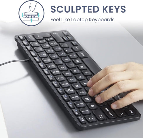 Perixx PERIBOARD-432 Wired Mini USB Keyboard - X Type Scissor Keys - Big Print Keys - US English, Black...
