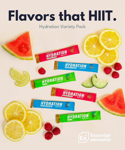 Essential Elements Hydration Packets - Variety Pack - Sugar Free Electrolytes Powder Packets - 15 Stick Packs of Electrolytes Powder No Sugar - Hy...