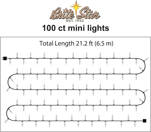 Brite Star 100 Count Mini String Christmas Lights, Multi - 22 feet Indoor/Outdoor Christmas Tree Lights with Green Wire...