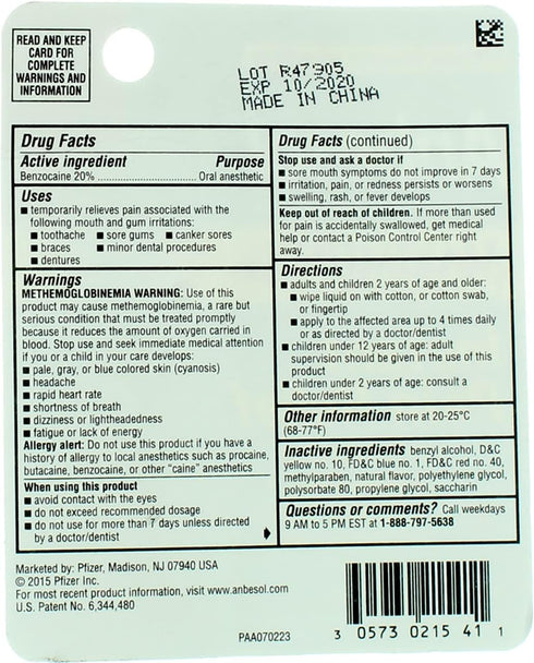 Anbesol Maximum Strength Instant Pain Relief Liquid 0.41 oz (Pack of 3)...