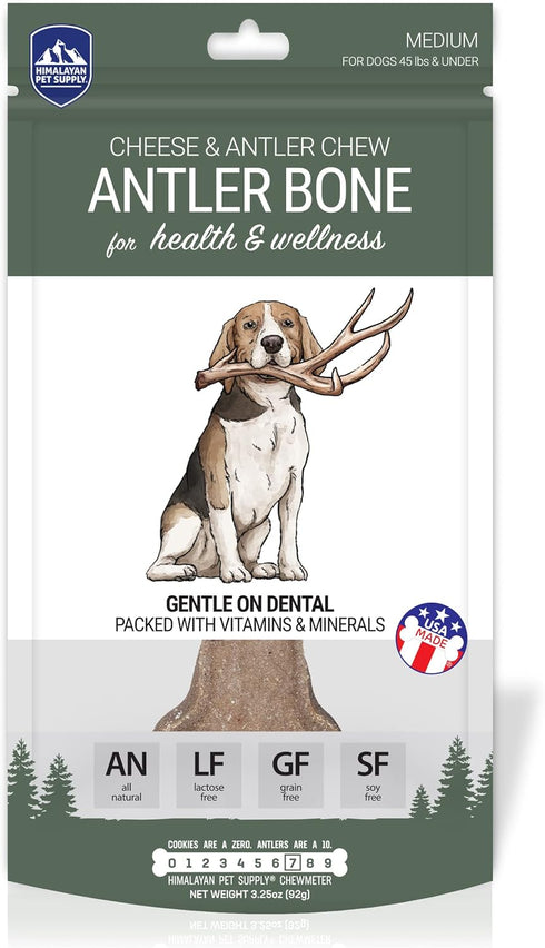 Antler and Himalayan Cheese Dog Chew | Long Lasting, Stain Free, Protein Rich, Low Odor | 100% Natural, Healthy & Safe | No Lactose, Gluten Or Gra...