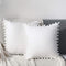 CAWANFLY Set of 2 Decorative Throw Pillow Covers with Cute Pom Pom, Square Soft Cushion Case Home Decor for Couch Sofa Bed 18x18Inch/45x45 cm (Whi...