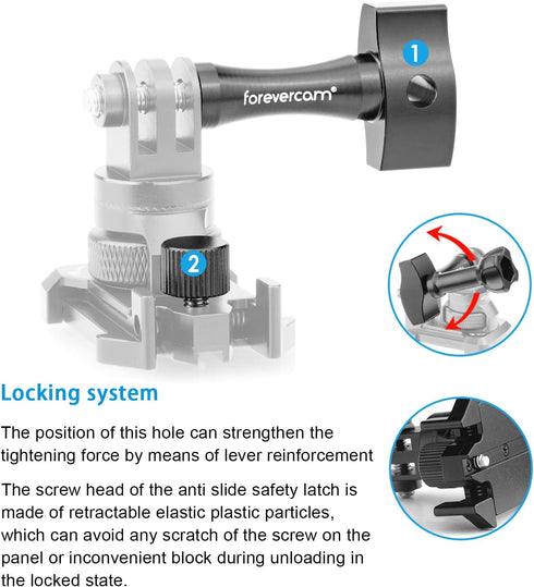 Aluminum Buckle Clip Basic Base Mount+Hand Tighten Screw with 360 Degree Rotate & Lock Protector, Perfect for GoPro Clip mounts & Replace The Plas...